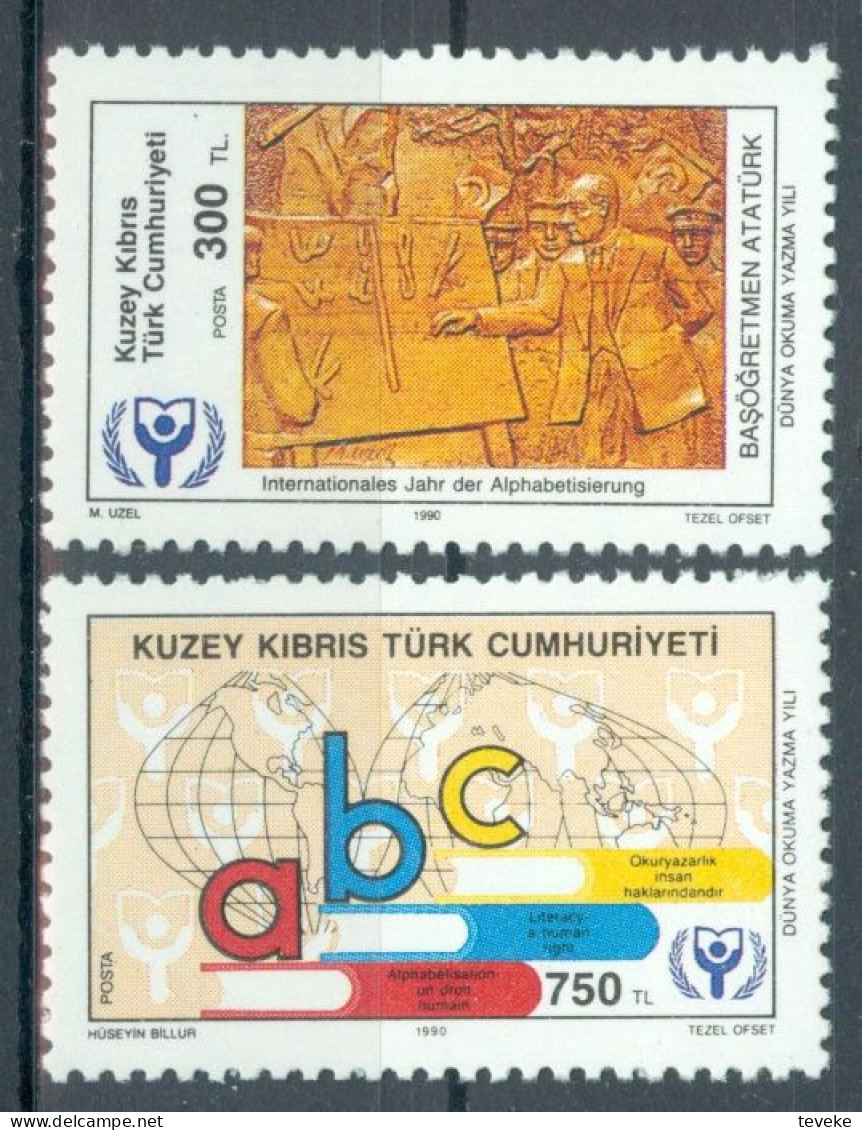 TURKISH CYPRUS 1990 - Michel Nr. 296/297 - MNH ** - International Year Of Literacy - Unused Stamps