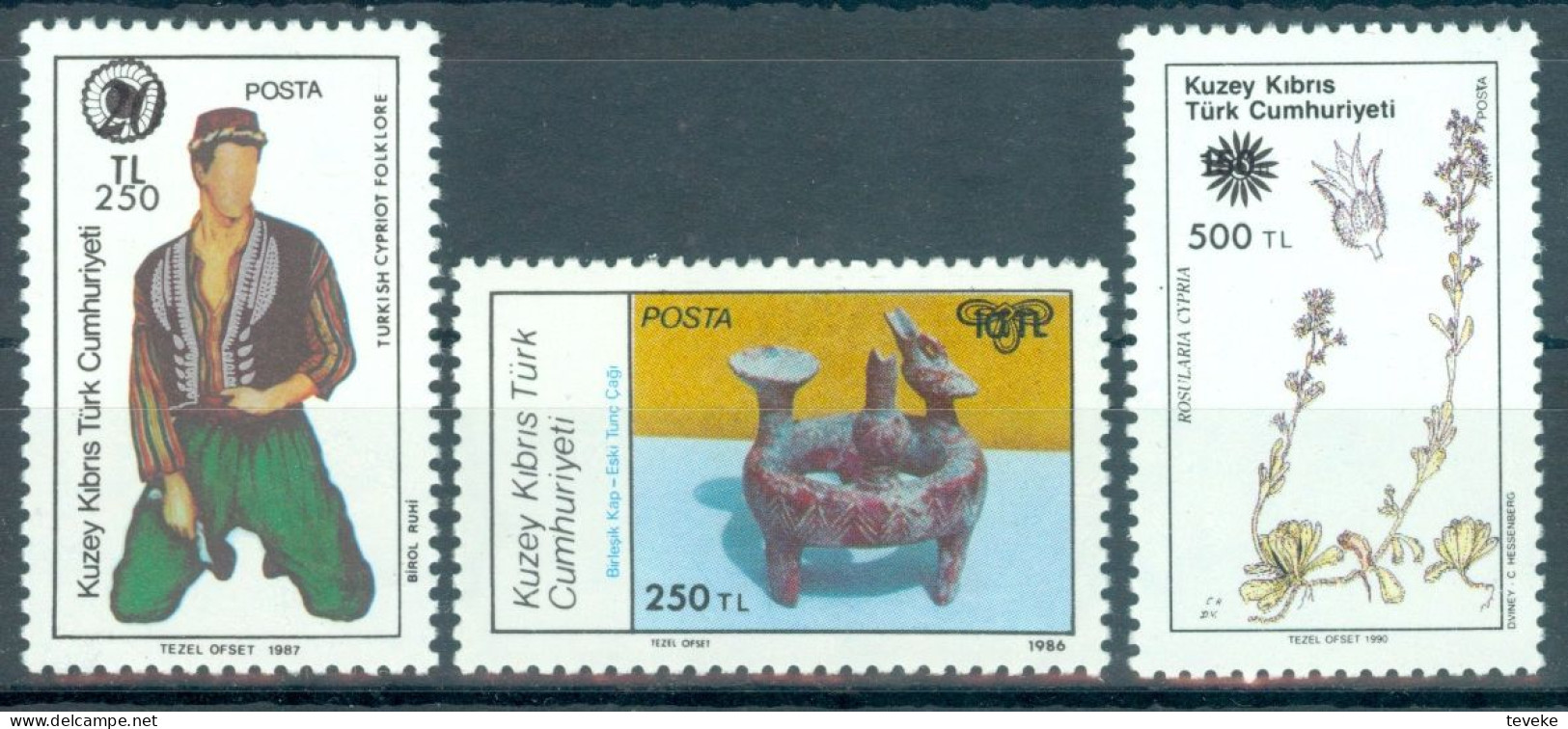 TURKISH CYPRUS 1991 - Michel Nr. 298/300 - MNH ** - Overprints - Unused Stamps