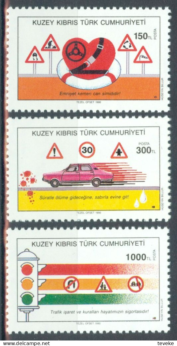TURKISH CYPRUS 1990 - Michel Nr. 286/288 - MNH ** - Road Safety - Ungebraucht