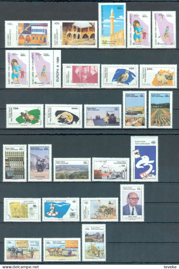 TURKISH CYPRUS 1989 - Michel Nr. 246/270 - MNH ** - YEARSET - Unused Stamps