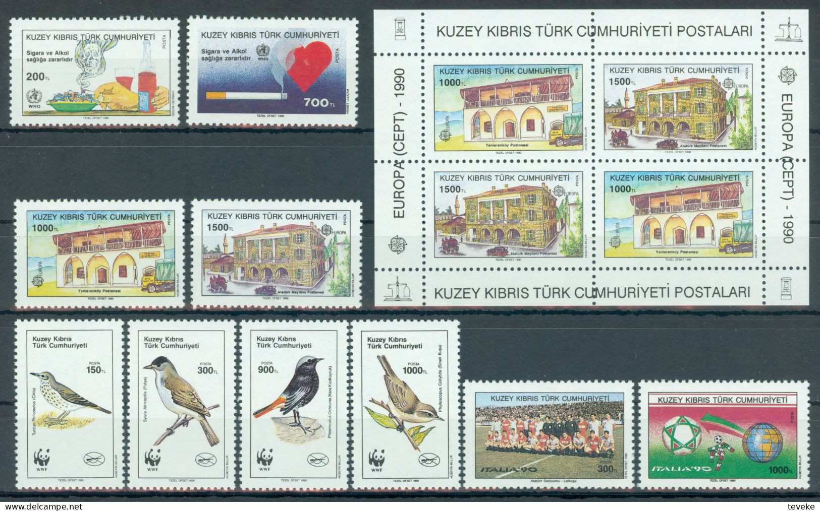 TURKISH CYPRUS 1990 - Michel Nr. 271/297 + BL8 - MNH ** - YEARSET - Unused Stamps