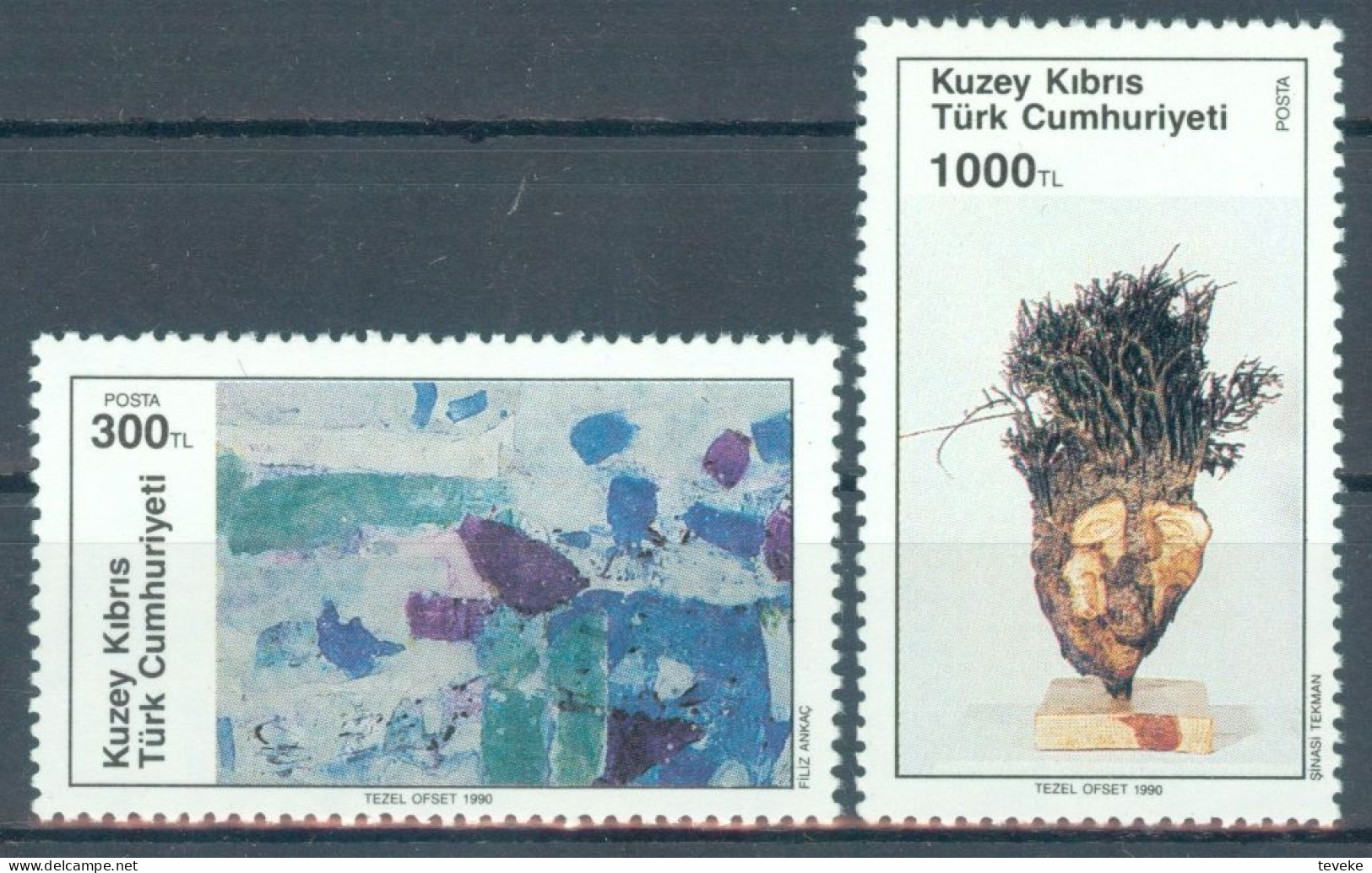 TURKISH CYPRUS 1990 - Michel Nr. 281/282 - MNH ** - Art - Paintings - Sculpture - Unused Stamps