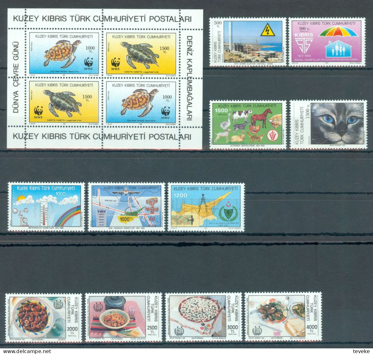 TURKISH CYPRUS 1992 - Michel Nr. 326/350 + BL10/11 - MNH ** - YEARSET - Unused Stamps