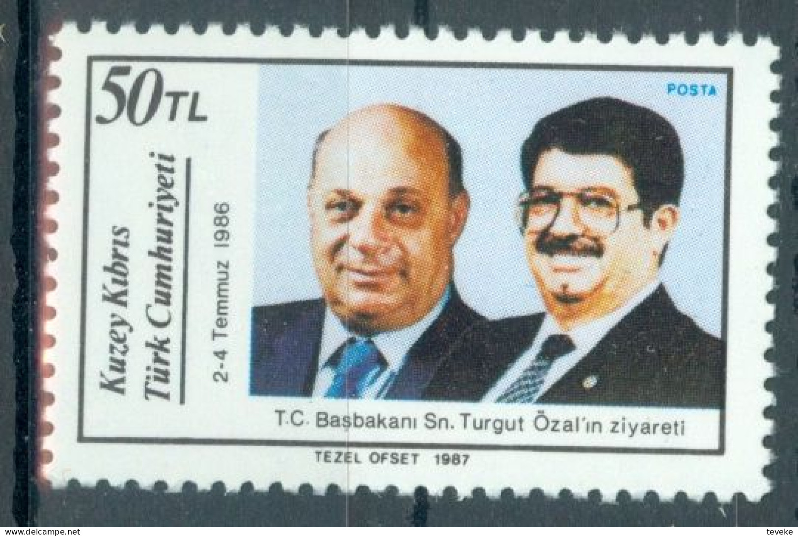 TURKISH CYPRUS 1987 - Michel Nr. 217 - MNH ** - Rauf Denktaş - Turgut Özal - Ungebraucht