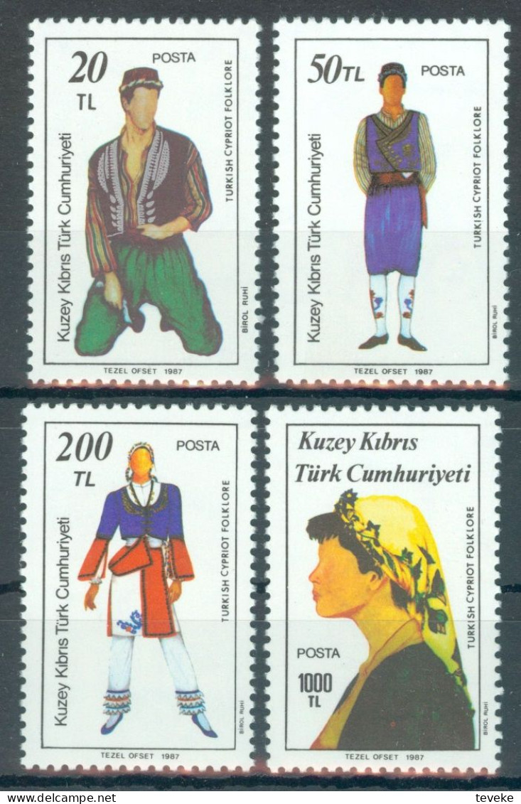 TURKISH CYPRUS 1987 - Michel Nr. 207/210 - MNH ** - Folklore - Costumes - Unused Stamps