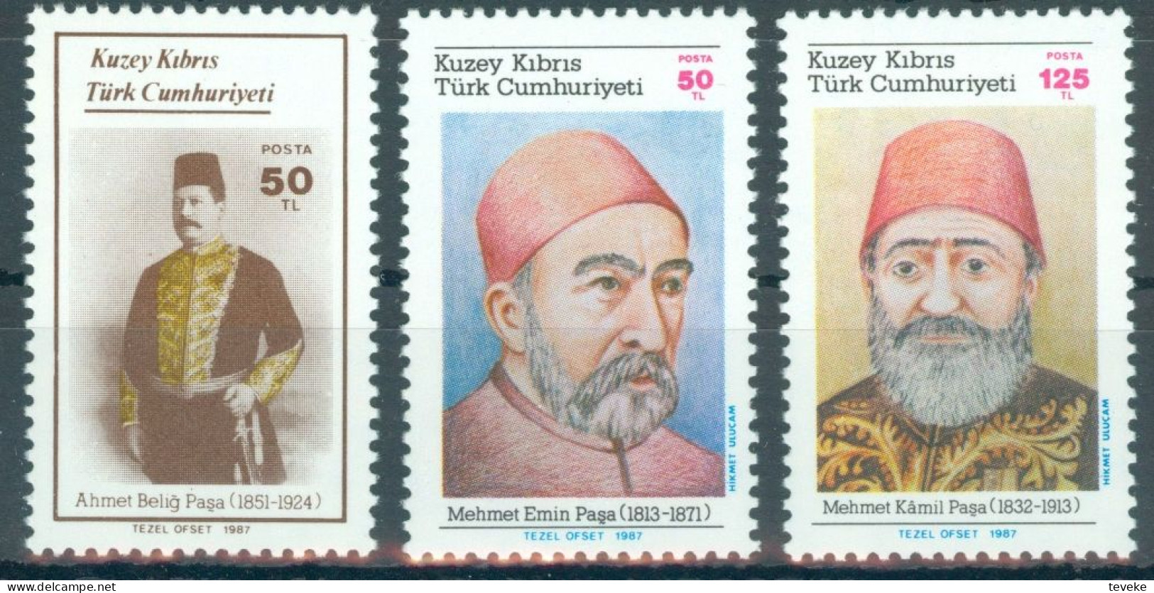 TURKISH CYPRUS 1987 - Michel Nr. 214/216 - MNH ** - Personalities - Unused Stamps
