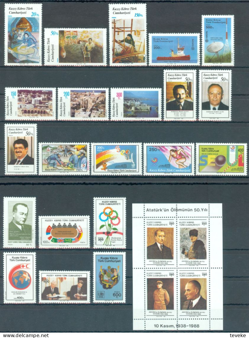 TURKISH CYPRUS 1988 - Michel Nr. 220/245 + BL6/7 - MNH ** - YEARSET - Unused Stamps