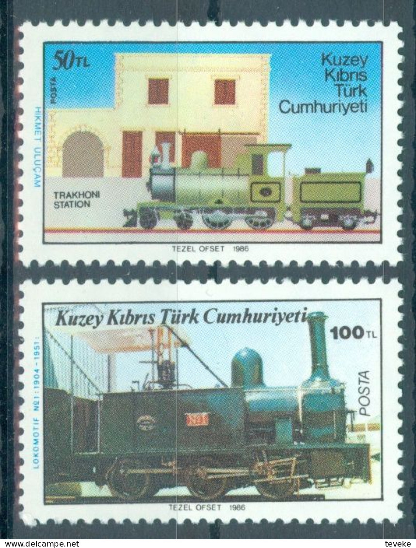 TURKISH CYPRUS 1986 - Michel Nr. 197/198 - MNH ** - Railways - Trains - Unused Stamps