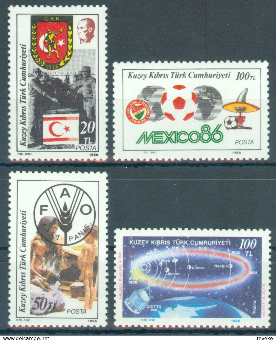 TURKISH CYPRUS 1986 - Michel Nr. 188/191 - MNH ** - GKK / FAO / Mexico86 / Giotto Space Probe - Neufs