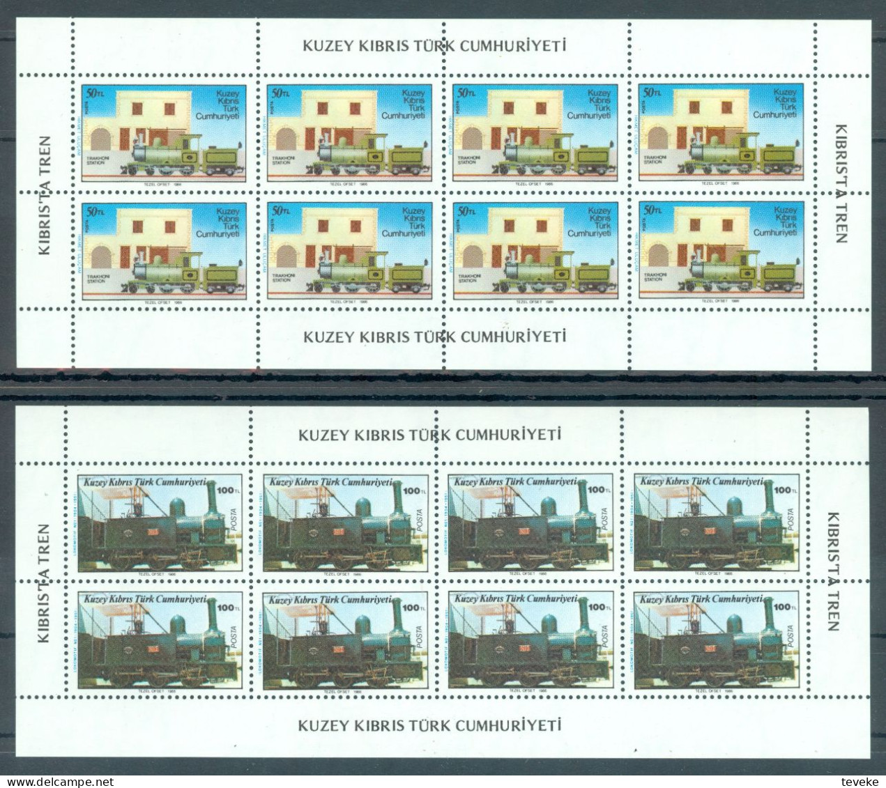 TURKISH CYPRUS 1986 - Michel Nr. 197/198 - MNH ** - Railways - Trains - Unused Stamps