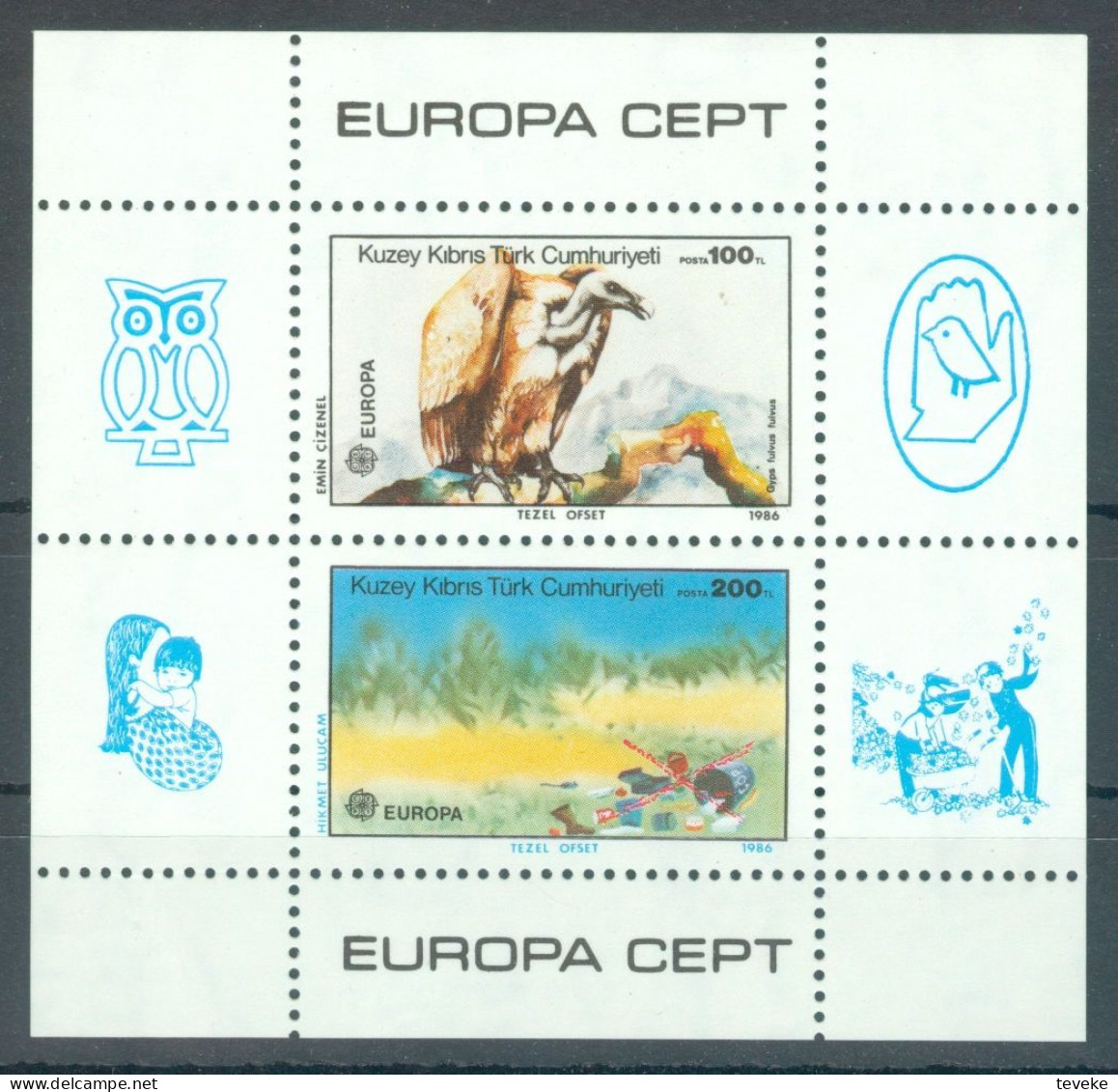 TURKISH CYPRUS 1986 - Michel Nr. BL5 - MNH ** - EUROPA/CEPT - Nature And Environmental Protection - Unused Stamps
