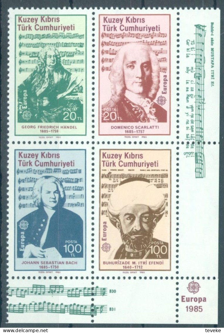 TURKISH CYPRUS 1985 - Michel Nr. 166/169 CP - MNH ** - EUROPA/CEPT - European Year Of Music - Unused Stamps