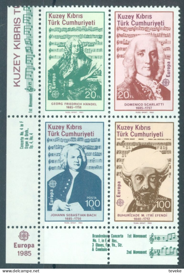 TURKISH CYPRUS 1985 - Michel Nr. 166/169 CP - MNH ** - EUROPA/CEPT - European Year Of Music - Unused Stamps