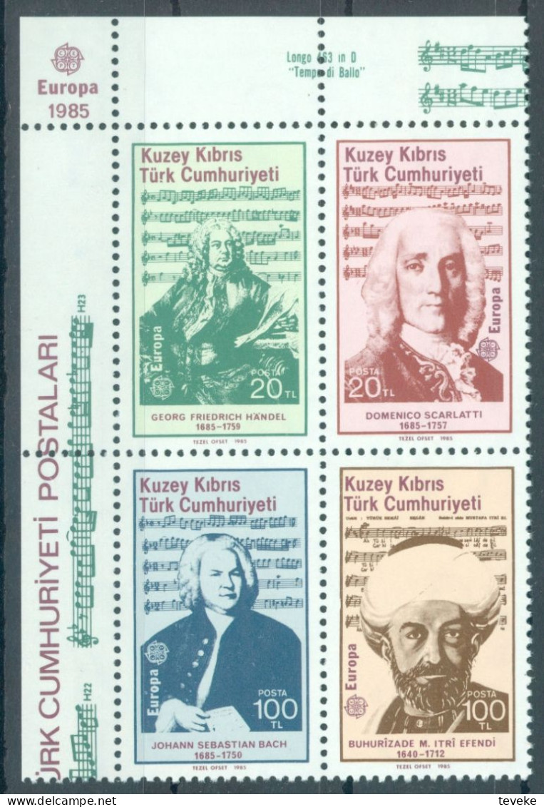 TURKISH CYPRUS 1985 - Michel Nr. 166/169 CP - MNH ** - EUROPA/CEPT - European Year Of Music - Unused Stamps