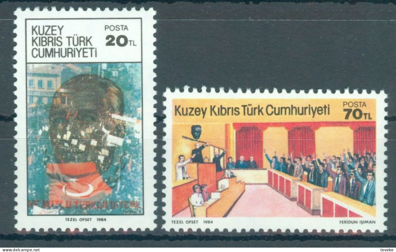 TURKISH CYPRUS 1984 - Michel Nr. 153/154 - MNH ** - 1 Year Turkish Republic Of Northern Cyprus - Neufs