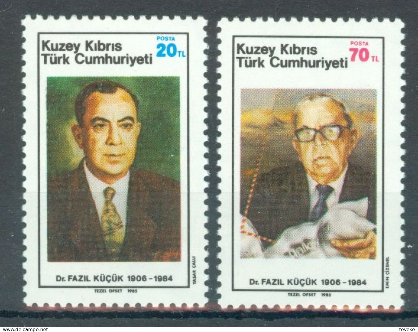 TURKISH CYPRUS 1985 - Michel Nr. 160/161 - MNH ** - Fazıl Küçük, Politician - Unused Stamps