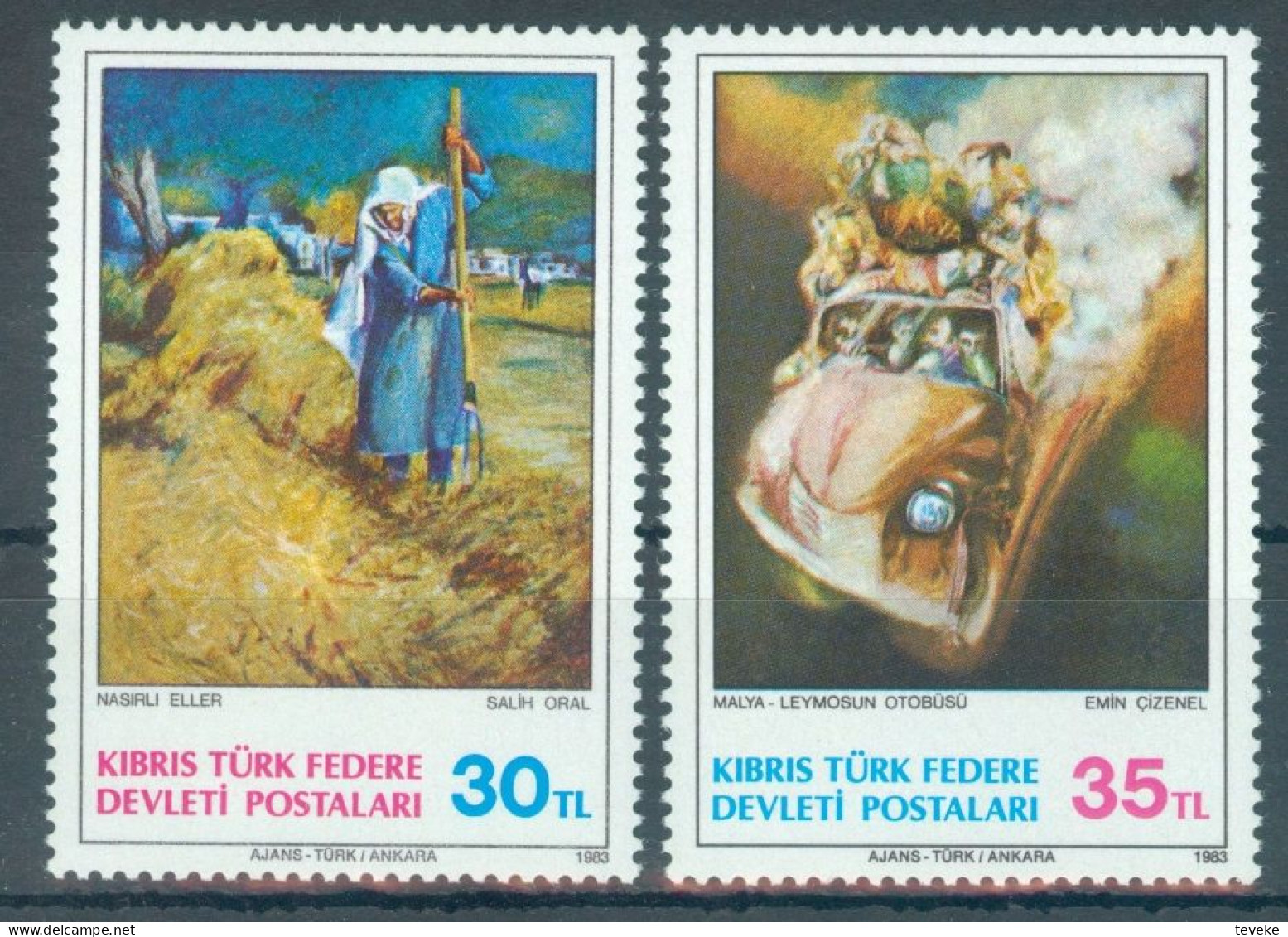 TURKISH CYPRUS 1983 - Michel Nr. 125/126 - MNH ** - Art - Paintings - Nuovi