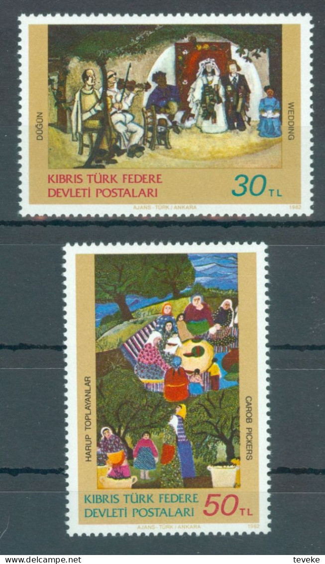 TURKISH CYPRUS 1982 - Michel Nr. 120/121 - MNH ** - Art - Paintings - Unused Stamps