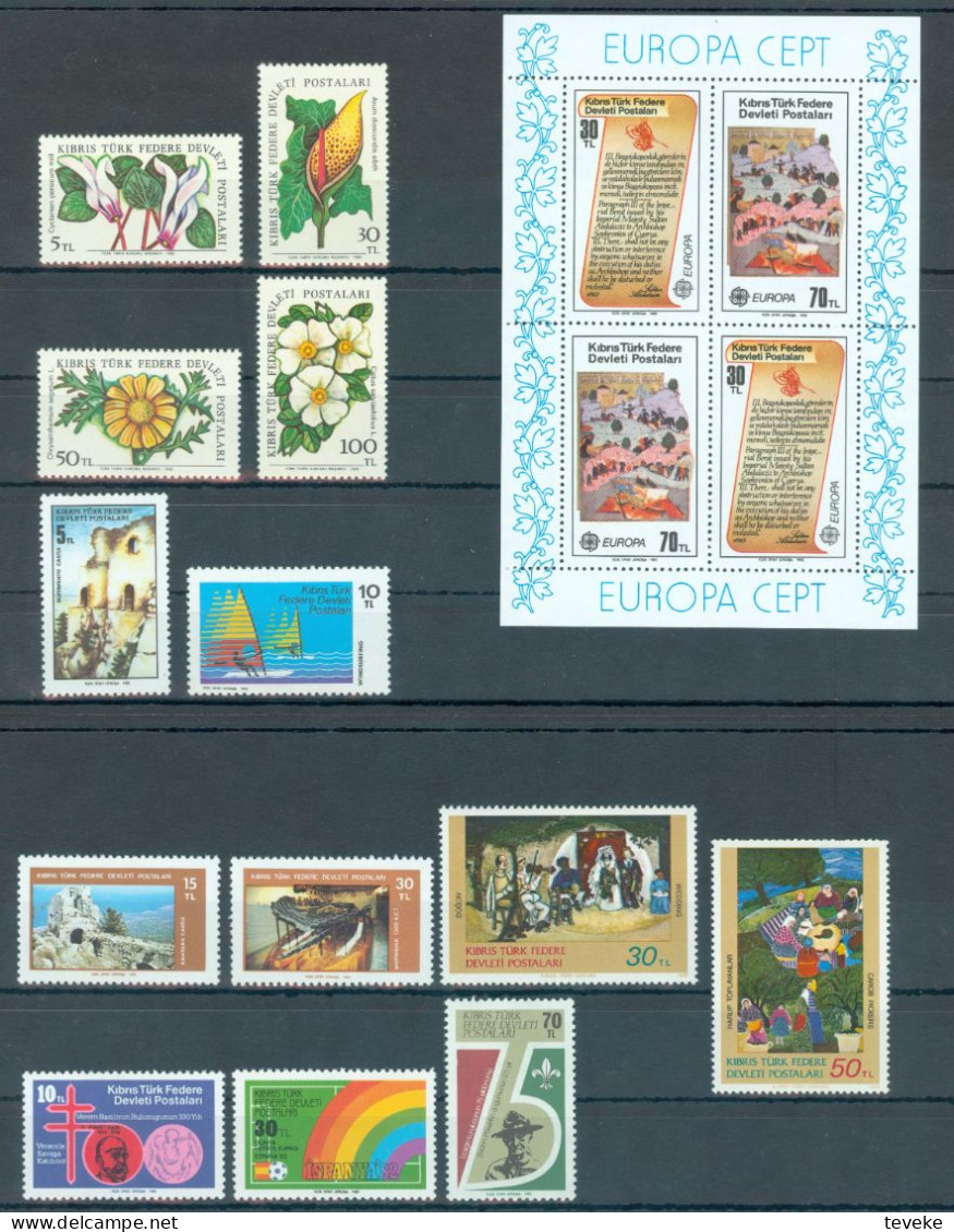 TURKISH CYPRUS 1982 - Michel Nr. 110/124 + BL3 - MNH ** - YEARSET - Unused Stamps