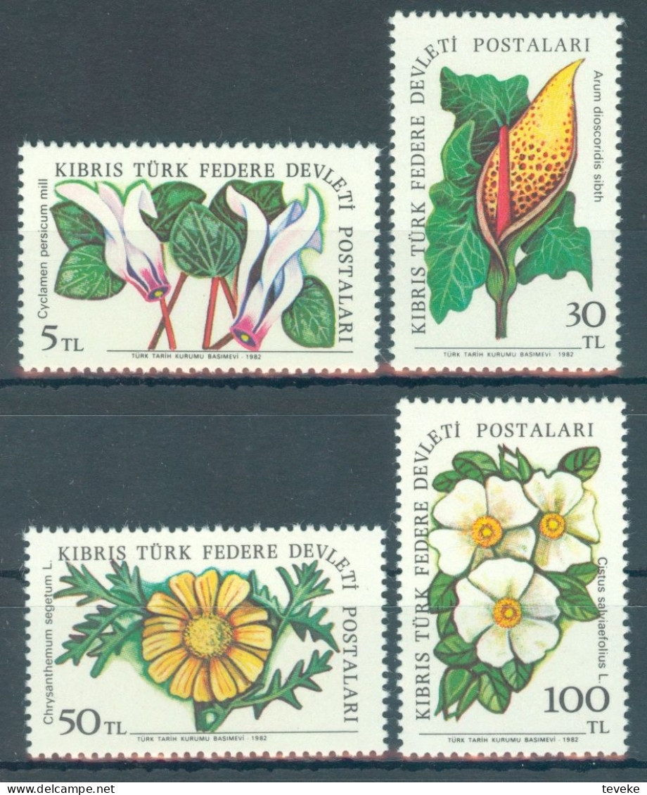 TURKISH CYPRUS 1982 - Michel Nr. 110/113 - MNH ** - Flora - Field Flowers - Ungebraucht