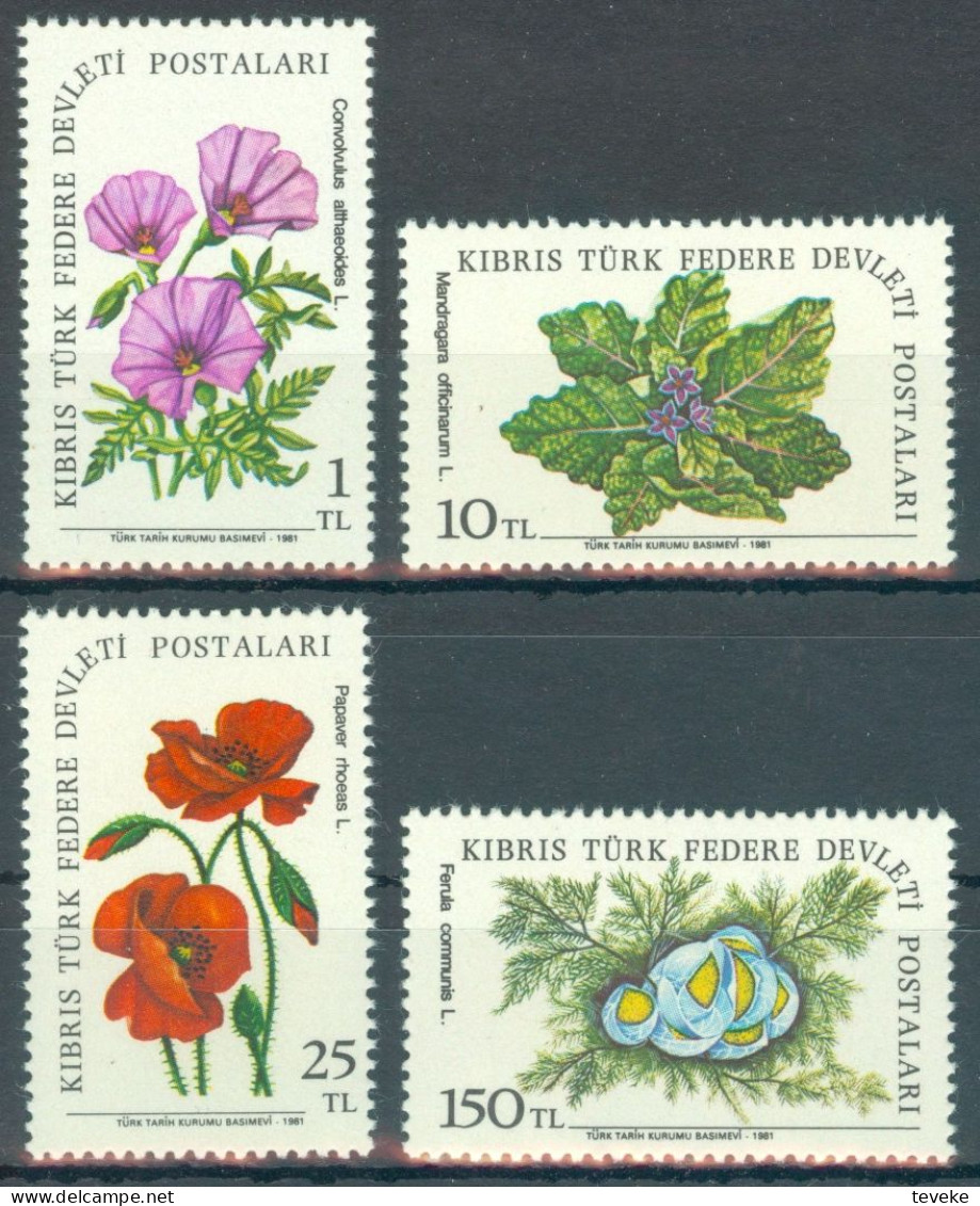 TURKISH CYPRUS 1981 - Michel Nr. 101/104 - MNH ** - Flora - Field Flowers - Ungebraucht