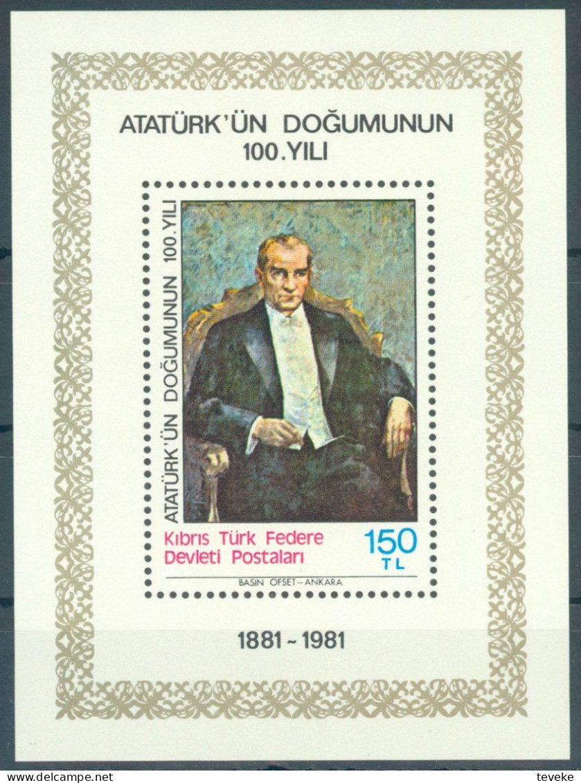 TURKISH CYPRUS 1981 - Michel Nr. BL2 - MNH ** - Kemal Atatürk - Neufs