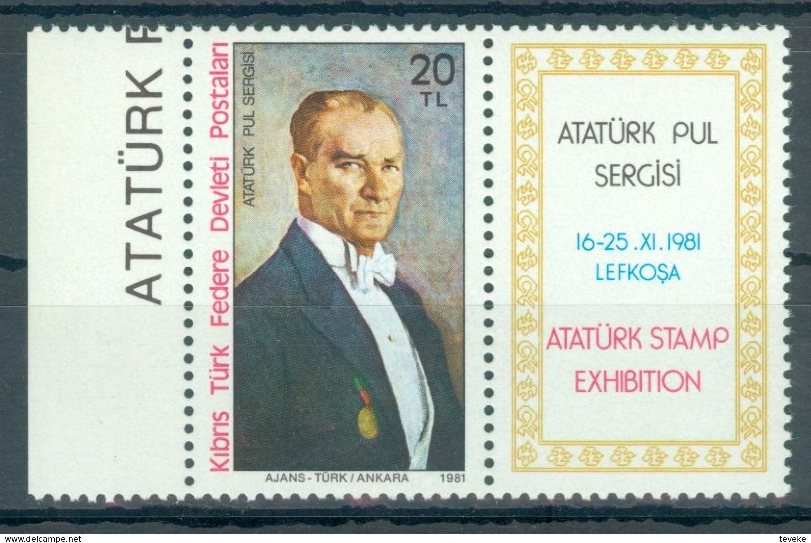 TURKISH CYPRUS 1981 - Michel Nr. 97 Zf - MNH ** - National Stamp Exhibition / Kemal Atatürk. - Neufs