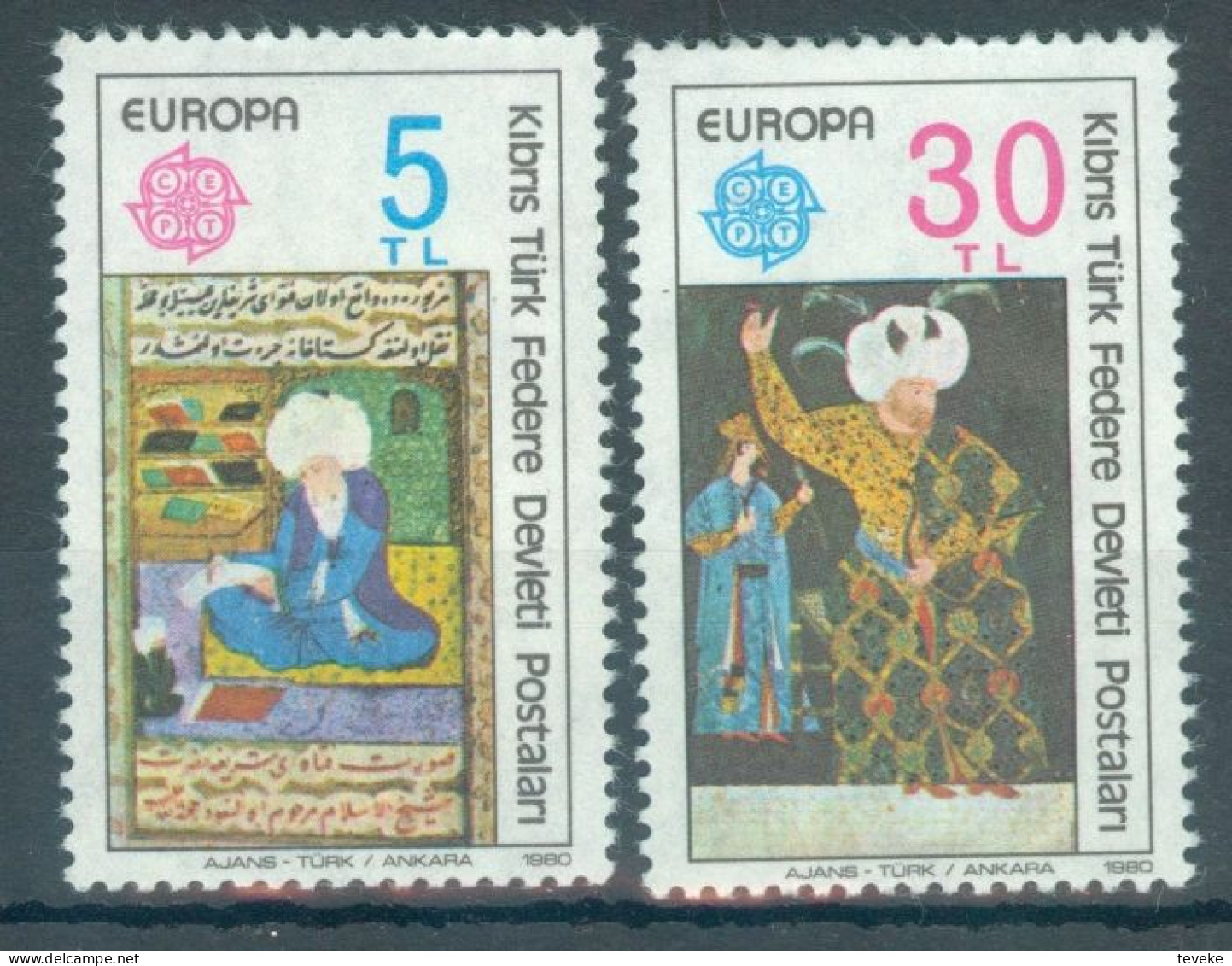 TURKISH CYPRUS 1980 - Michel Nr. 83/84 - MNH ** - EUROPA/CEPT - Personalities - Neufs
