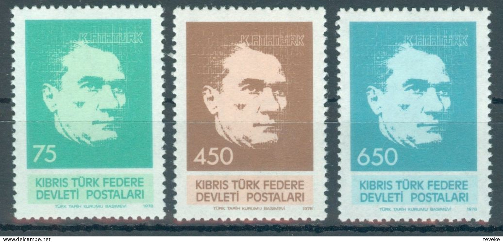 TURKISH CYPRUS 1978 - Michel Nr. 63/65 - MNH ** - Kemal Atatürk - Neufs