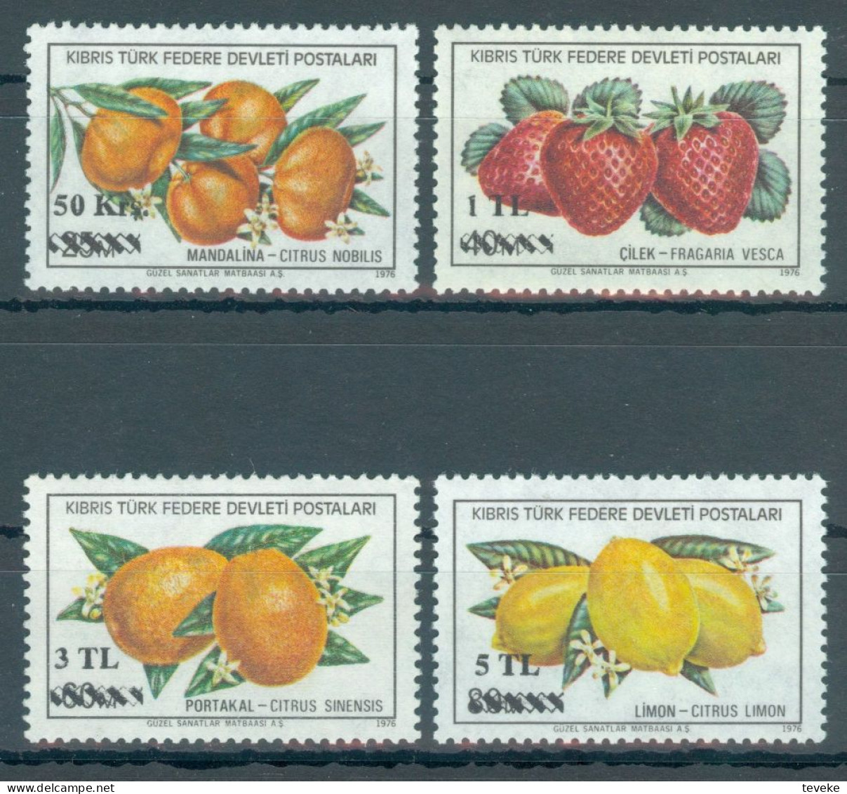 TURKISH CYPRUS 1979 - Michel Nr. 66/69 - MNH ** - Fruits / Flora - Overprinted - Unused Stamps