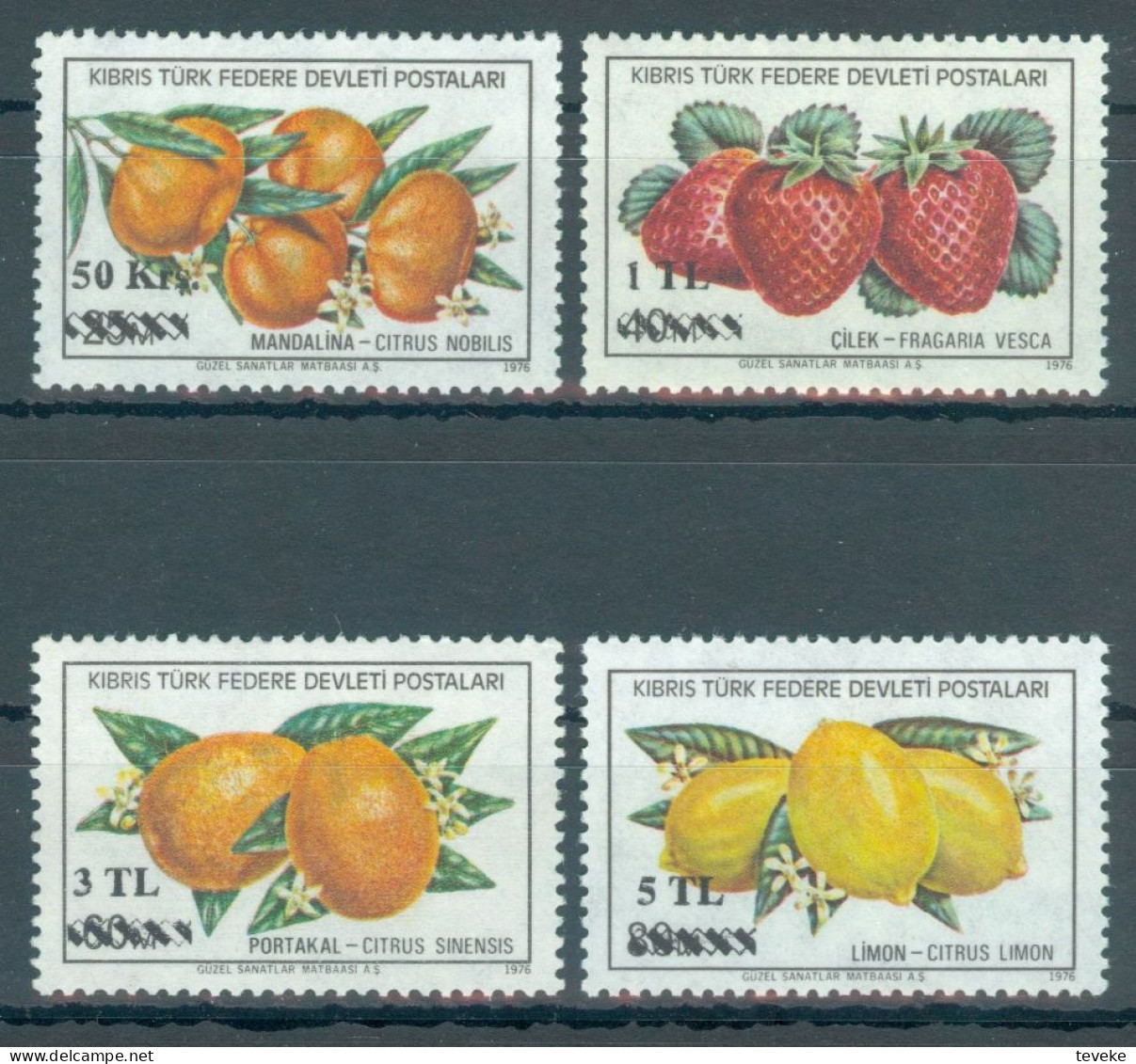 TURKISH CYPRUS 1979 - Michel Nr. 66/69 - MNH ** - Fruits / Flora - Overprinted - Nuovi