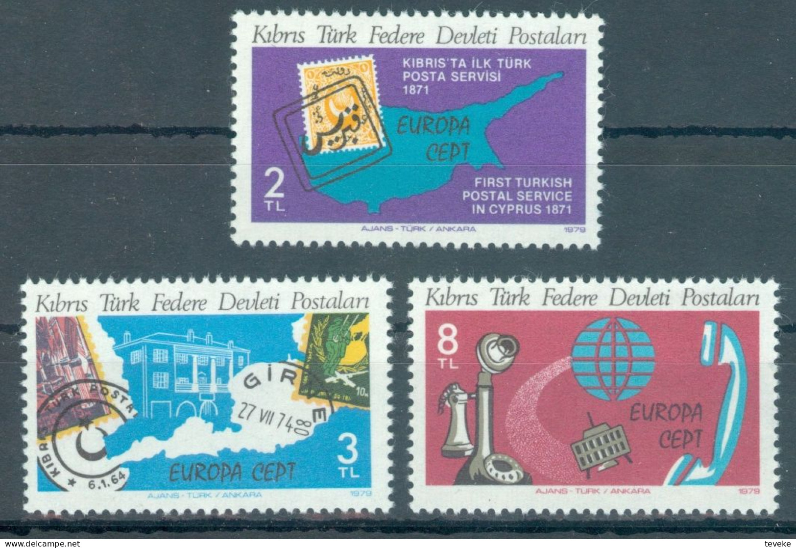 TURKISH CYPRUS 1979 - Michel Nr. 71/73 - MNH ** - EUROPA/CEPT: Post & Telecommunication - Unused Stamps