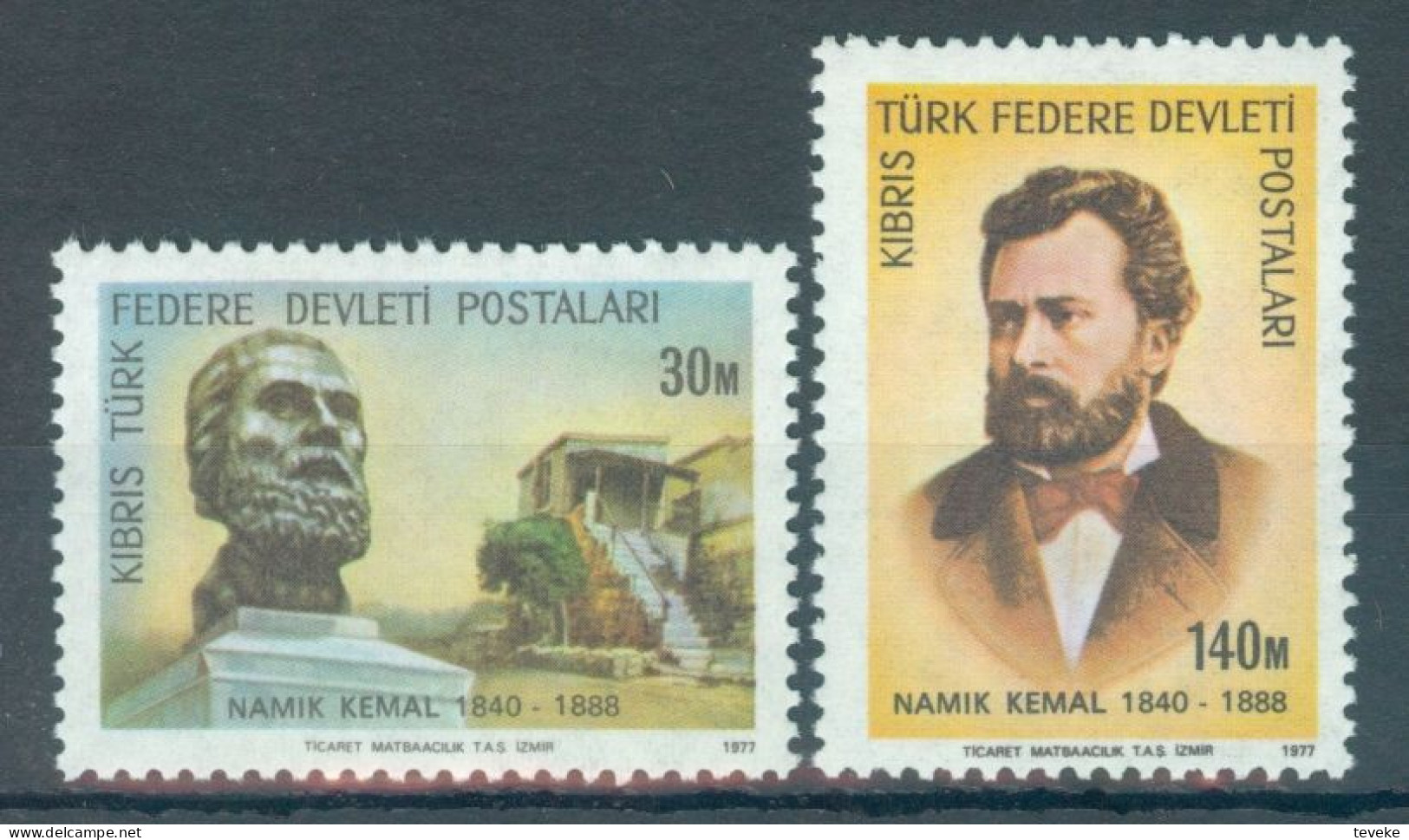 TURKISH CYPRUS 1977 - Michel Nr. 50/51 - MNH ** - Poetry / Namık Kemal - Nuovi