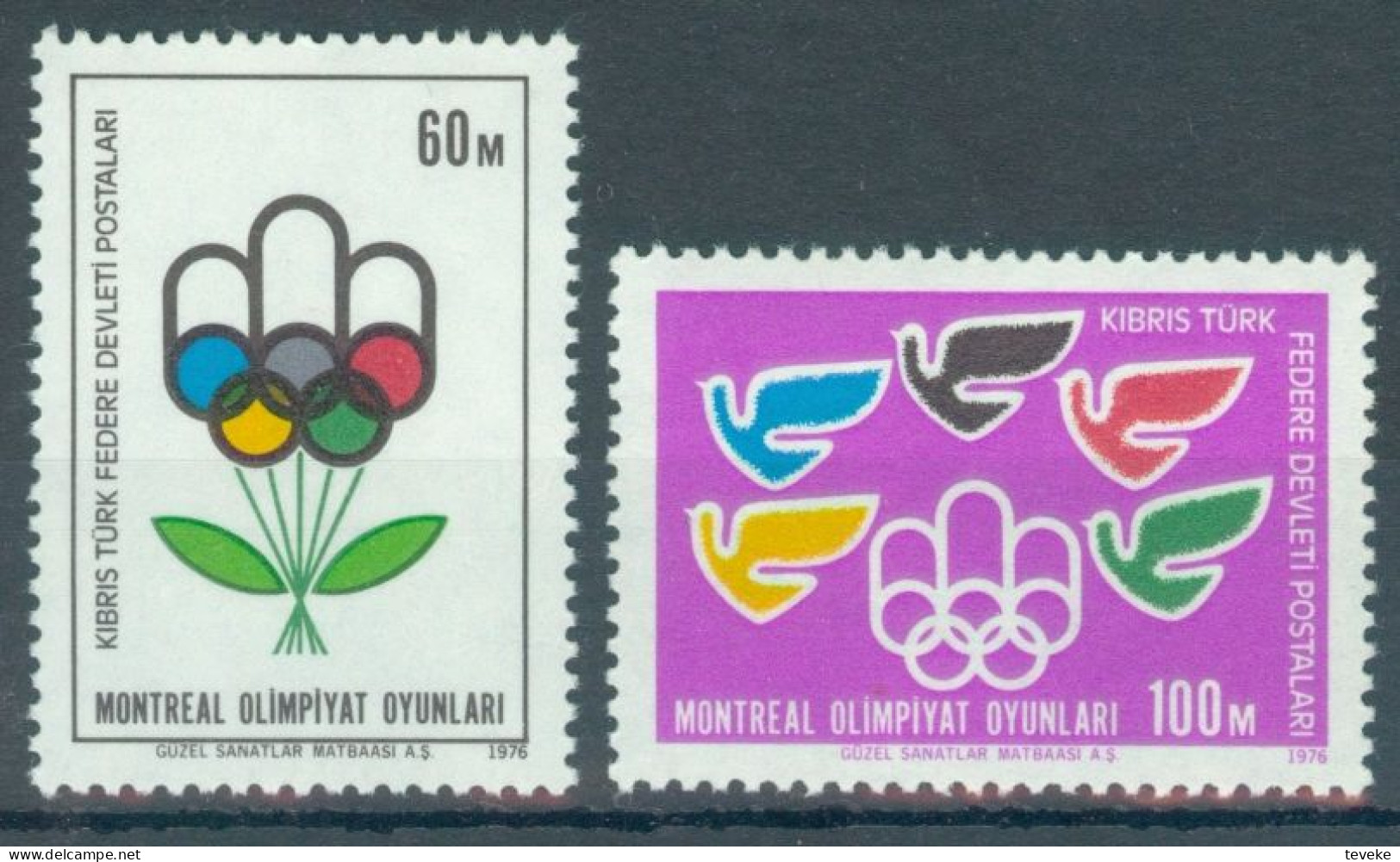 TURKISH CYPRUS 1976 - Michel Nr. 34/35 - MNH ** - Olympic Games, Montreal - Unused Stamps