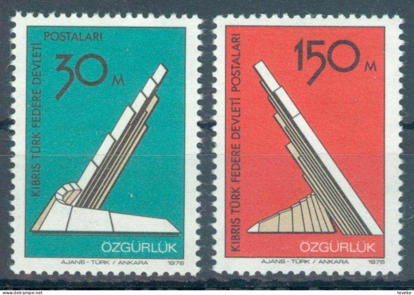 TURKISH CYPRUS 1976 - Michel Nr. 39/40 - MNH ** - Freedom Monument - Ungebraucht