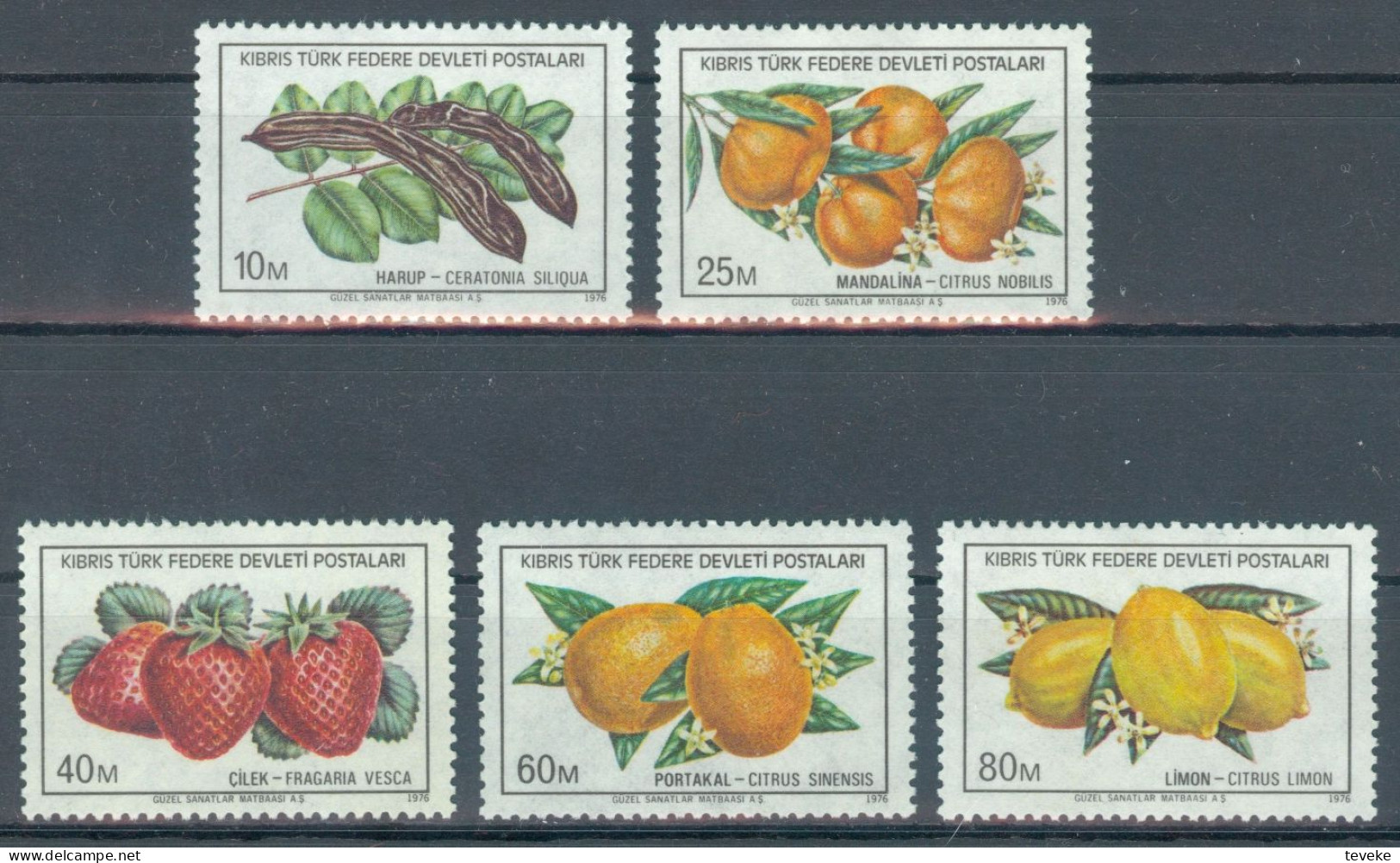 TURKISH CYPRUS 1976 - Michel Nr. 29/33 - MNH ** - Fruits / Flora - Neufs