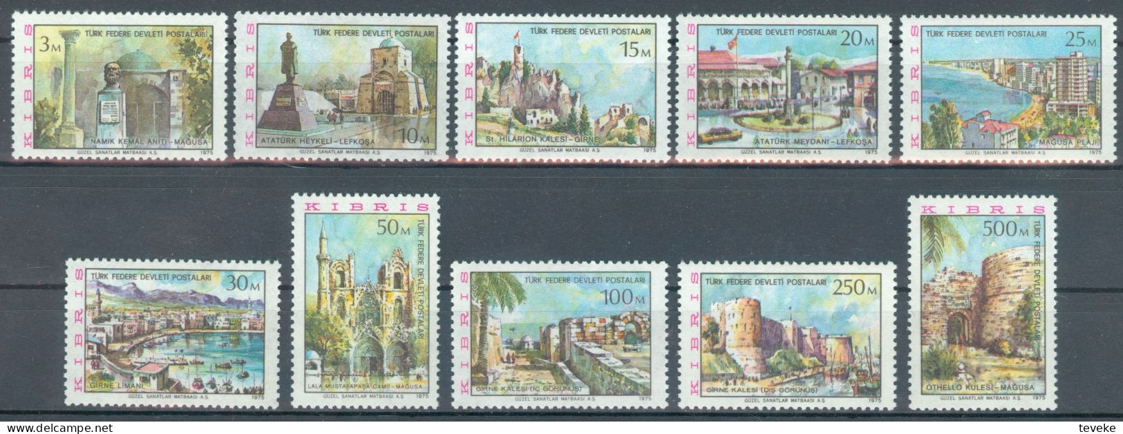 TURKISH CYPRUS 1975 - Michel Nr. 10/19 - MNH ** - Tourism / Culture - Unused Stamps