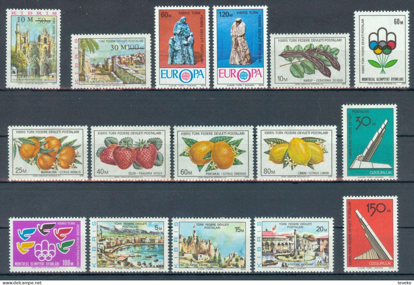 TURKISH CYPRUS 1976 - Michel Nr. 25/40 - MNH ** - YEARSET - Unused Stamps