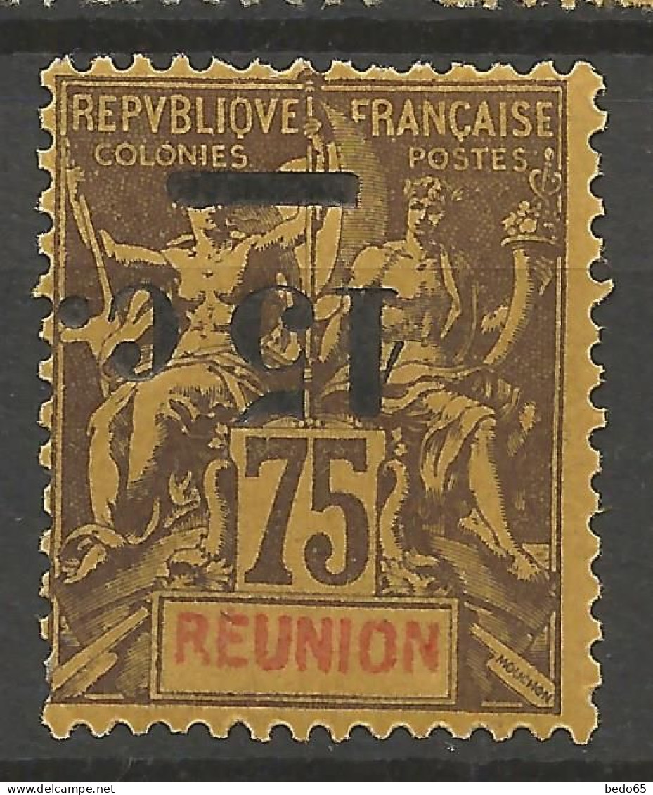 REUNION N° 54a Surcharge Renversée NEUF* TRACE DE CHARNIERE  / Hinge  / MH - Unused Stamps