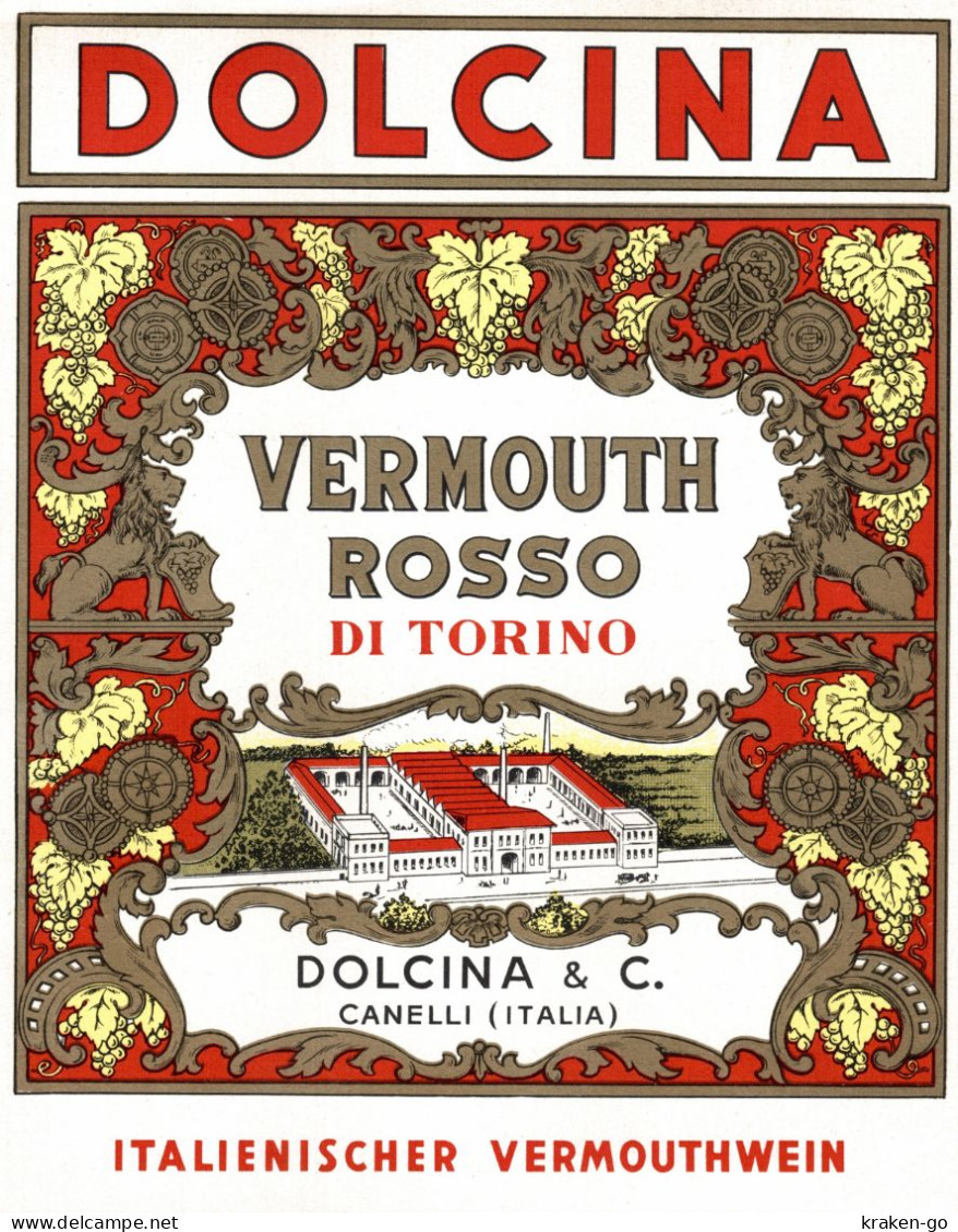 CANELLI, Asti - ETICHETTA D'EPOCA VERMOUTH ROSSO DOLCINA - #009 - Alcoholes Y Licores