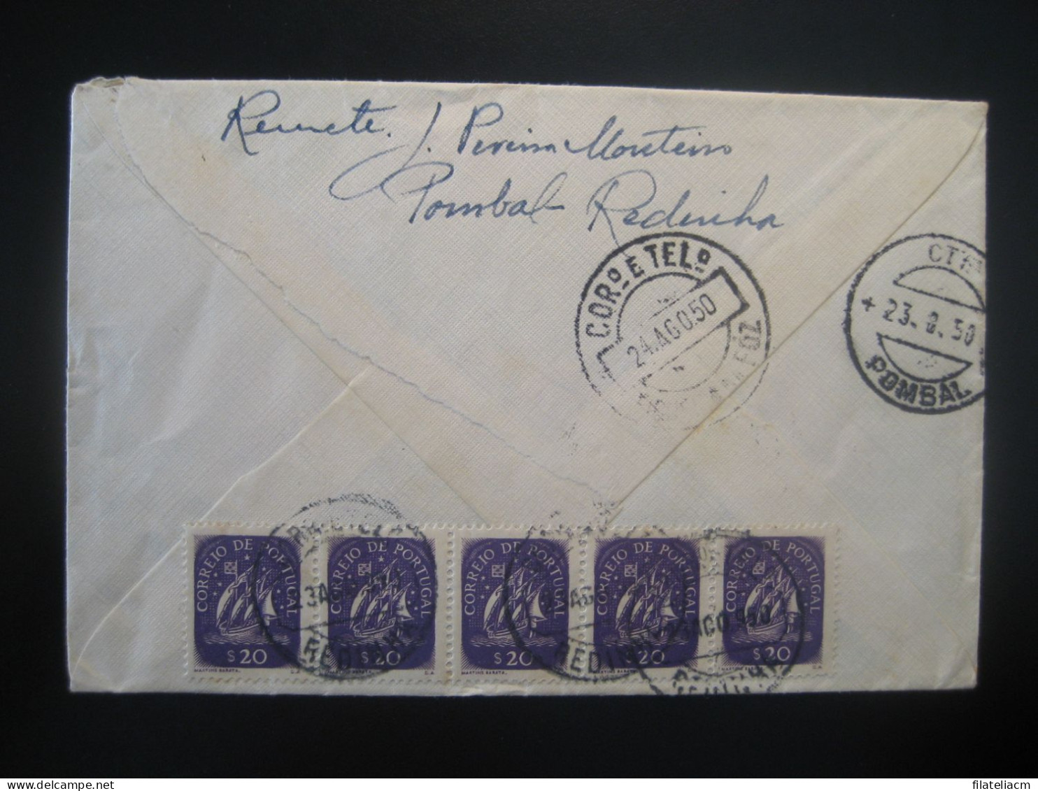 POMBAL 1950 To Figueira Da Foz 5 Stamp Cancel Cover PORTUGAL - Lettres & Documents