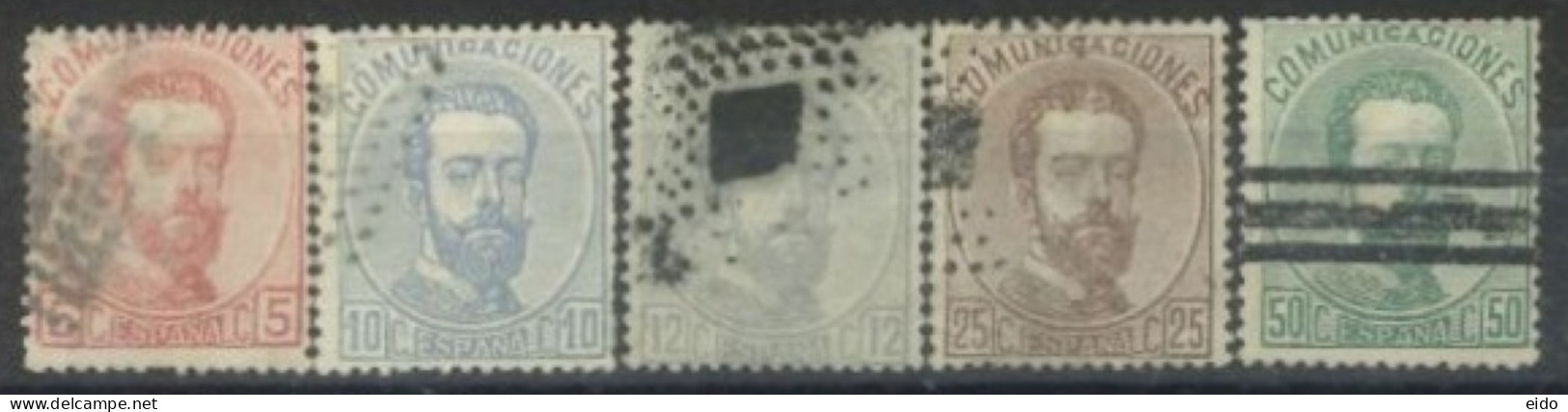 SPAIN,  1872/73 - KING AMADEO STAMP, # 178.181/82,184, & 186, USED. - Gebruikt