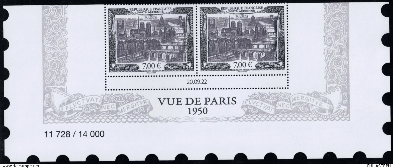 FRANCE Salon D'Automne 2022, Paire BDF Daté N° 11728/14000  ISSU DE L'AFFICHE  "VUE DE PARIS"  - YT PA 93A ** - 1960-.... Postfris