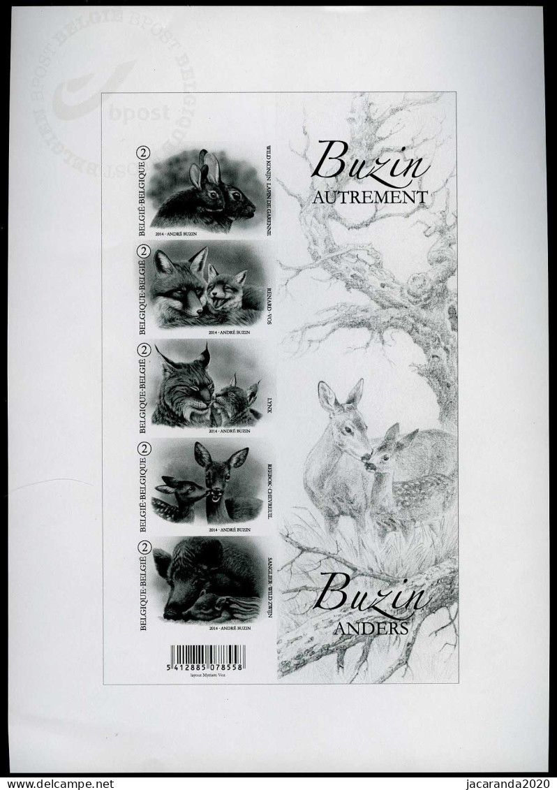 België GCA19 - 2014 - Buzin Anders - Buzin Autrement - Black And White Sheetlet - (BL214) - MNH - Feuillets N&B Offerts Par La Poste [ZN & GC]