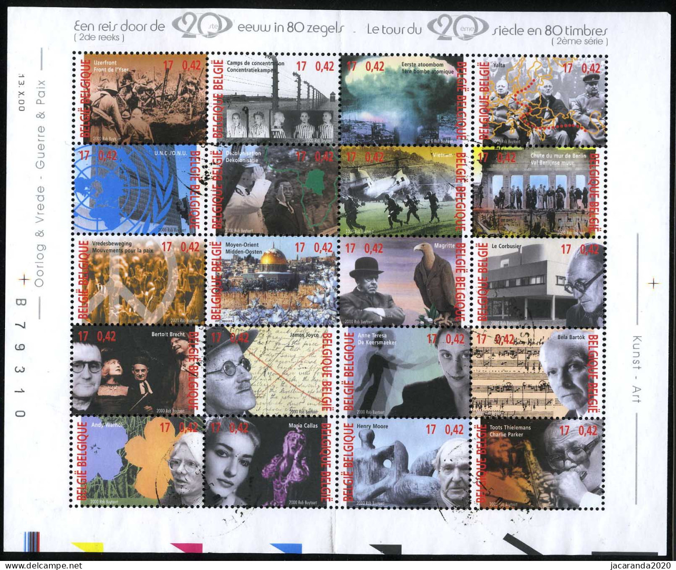 België BL87 - 20ste Eeuw In 80 Postzegels - Deel 2 - UNO - Vietnam - Magritte - Bartok - Warhol - Gestempeld - Oblitéré - 1961-2001