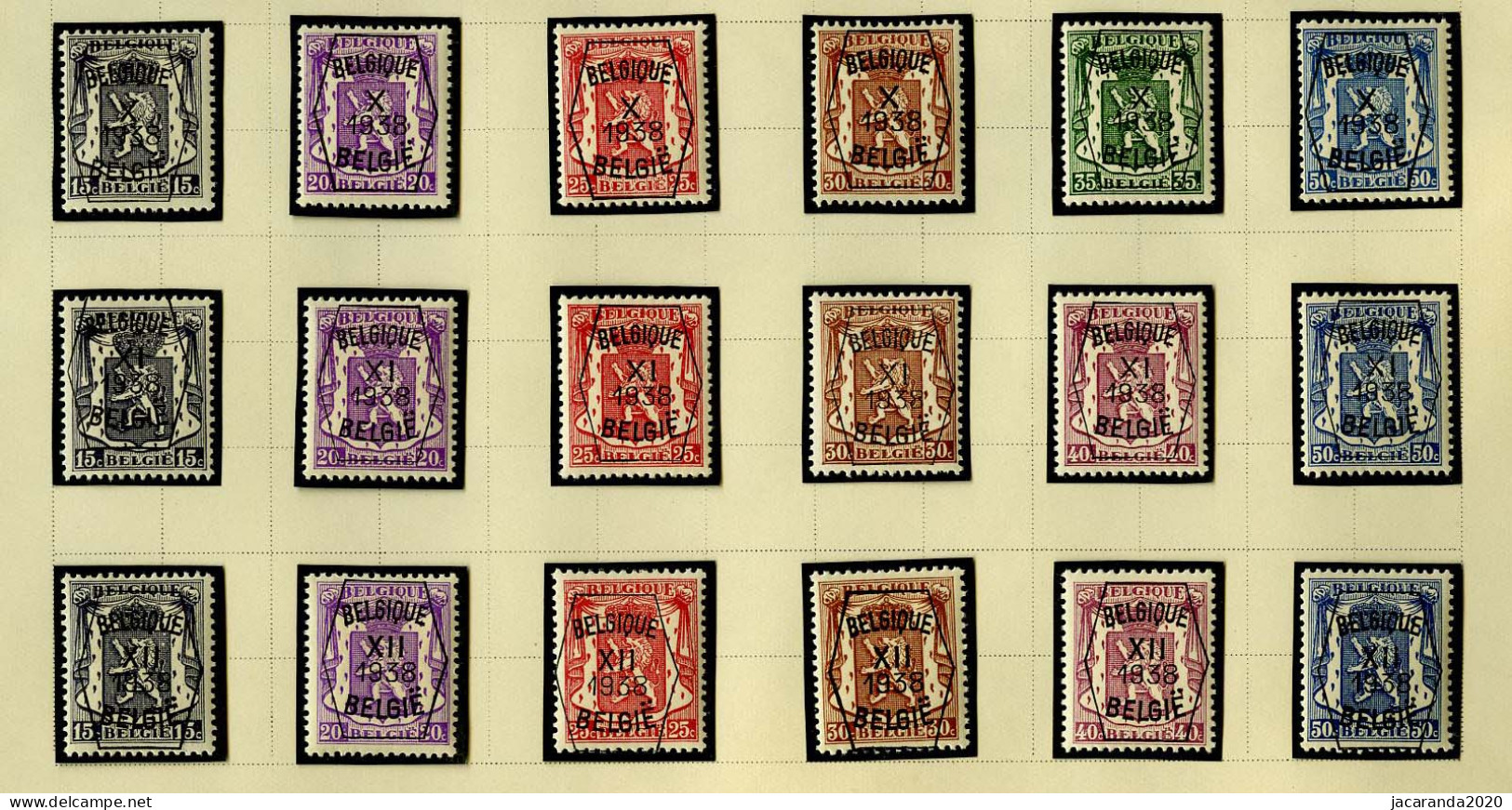 België PRE369... * - Reeks 7 - 9 - 10 - 11 - 12 - MH - Typo Precancels 1936-51 (Small Seal Of The State)