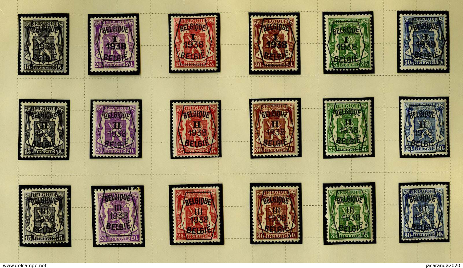 België PRE333/PRE368 * - Reeks 1 T/m 6 - MH - Typografisch 1936-51 (Klein Staatswapen)