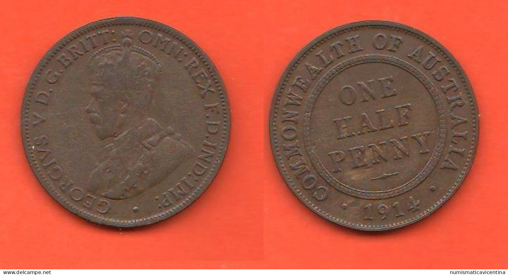 Australia Half Penny 1914 King George V° Bronze Coin - ½ Penny