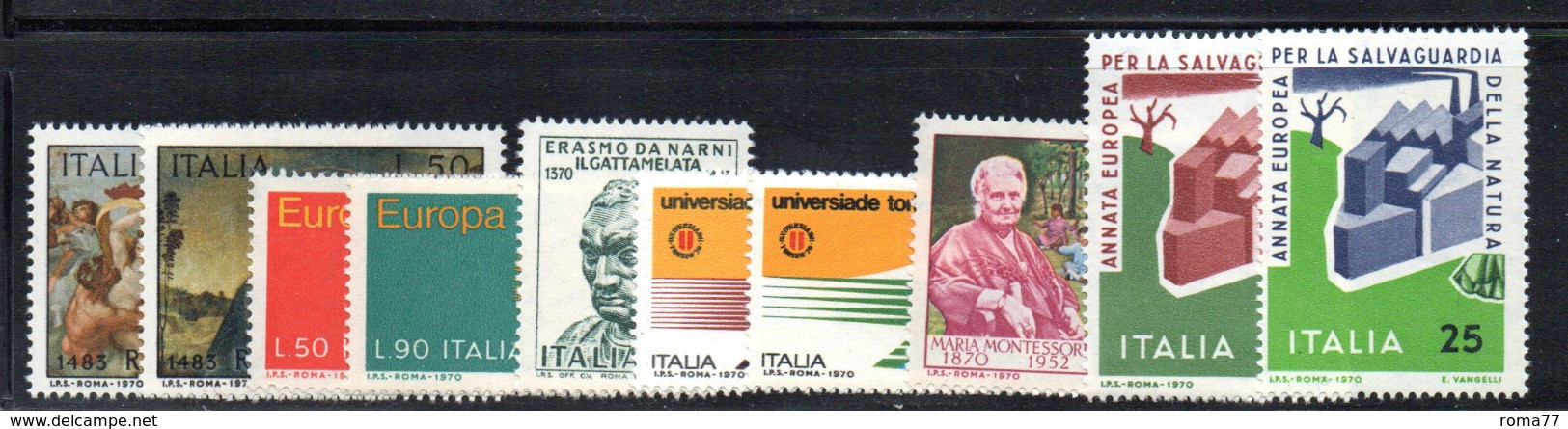 REPUBBLICA 1970 , 10 Valori Diversi Integri *** - 1961-70:  Nuovi