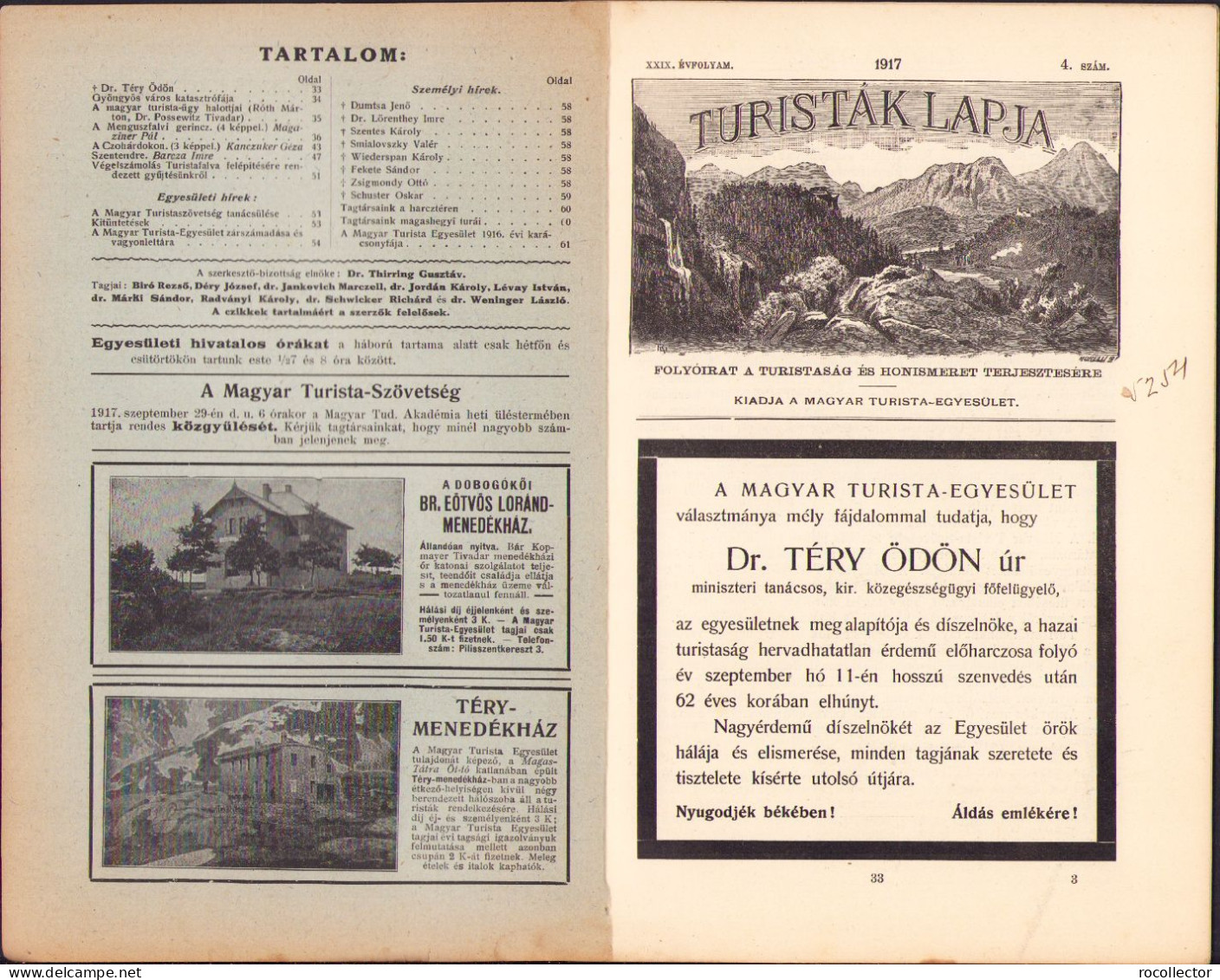 Turisták Lapja, 4/1917 C1212 - Alte Bücher